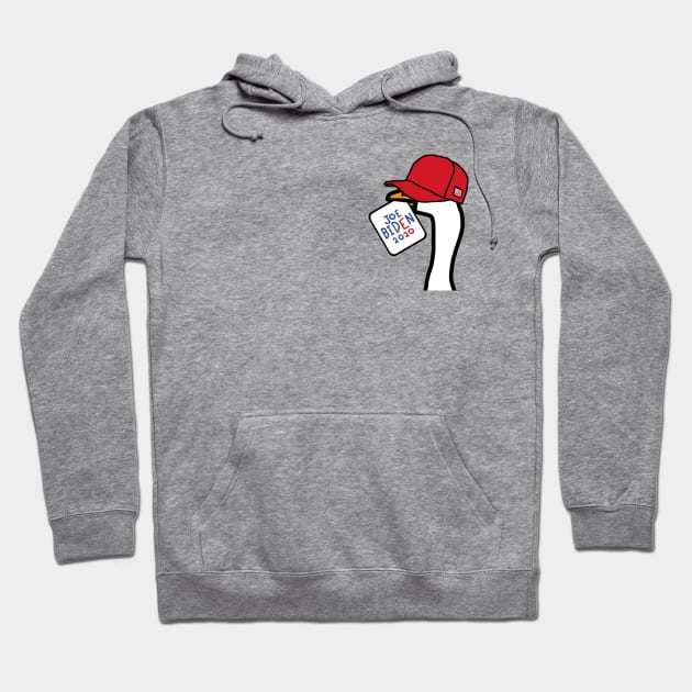 Small Portrait of a Goose with Stolen Red Hat and Joe Biden Sign Hoodie by ellenhenryart